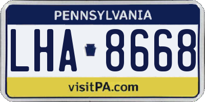 PA license plate LHA8668