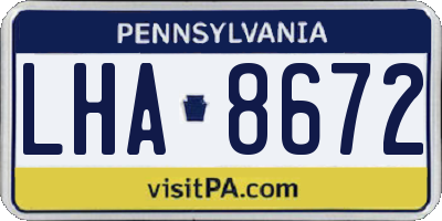 PA license plate LHA8672