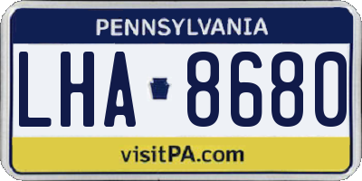 PA license plate LHA8680