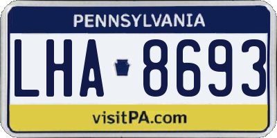 PA license plate LHA8693