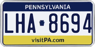 PA license plate LHA8694