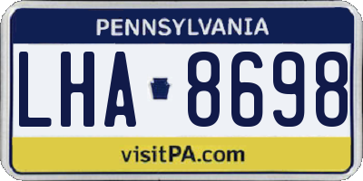 PA license plate LHA8698