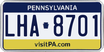 PA license plate LHA8701