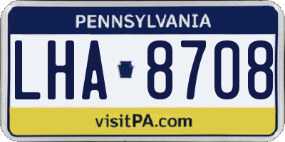 PA license plate LHA8708