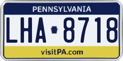 PA license plate LHA8718