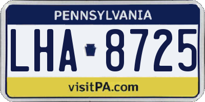 PA license plate LHA8725