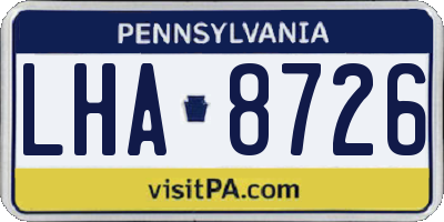 PA license plate LHA8726