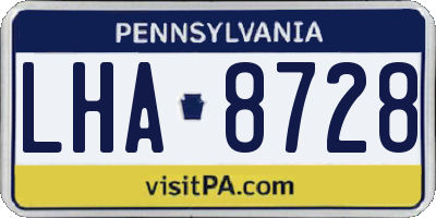 PA license plate LHA8728