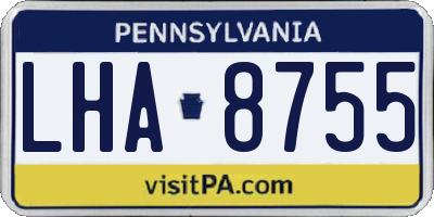 PA license plate LHA8755