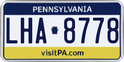 PA license plate LHA8778