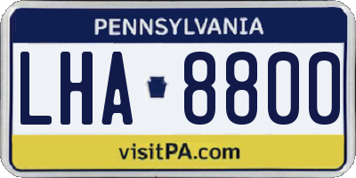 PA license plate LHA8800