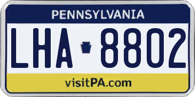 PA license plate LHA8802