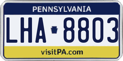 PA license plate LHA8803