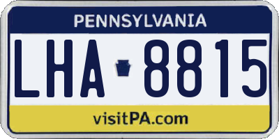 PA license plate LHA8815