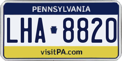 PA license plate LHA8820