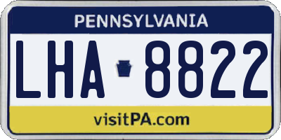 PA license plate LHA8822