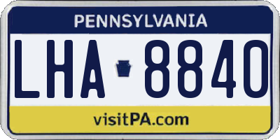 PA license plate LHA8840