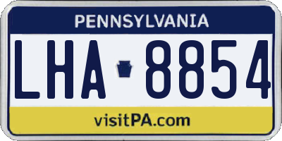 PA license plate LHA8854