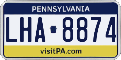 PA license plate LHA8874