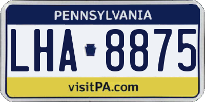 PA license plate LHA8875