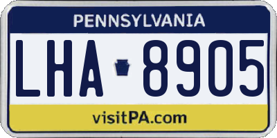 PA license plate LHA8905