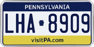 PA license plate LHA8909
