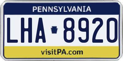 PA license plate LHA8920