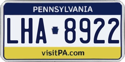 PA license plate LHA8922