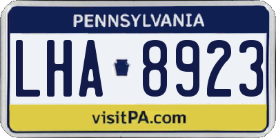 PA license plate LHA8923