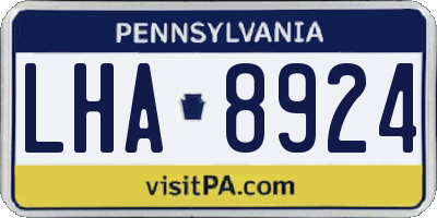 PA license plate LHA8924