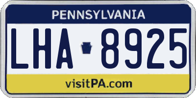 PA license plate LHA8925