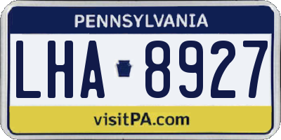 PA license plate LHA8927