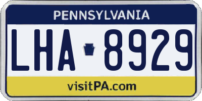 PA license plate LHA8929