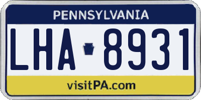PA license plate LHA8931