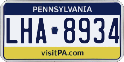 PA license plate LHA8934