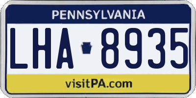 PA license plate LHA8935