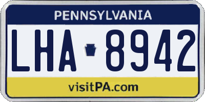 PA license plate LHA8942