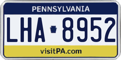 PA license plate LHA8952
