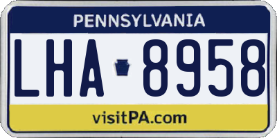 PA license plate LHA8958