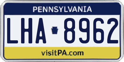 PA license plate LHA8962