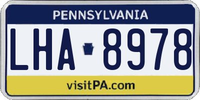 PA license plate LHA8978