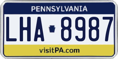 PA license plate LHA8987