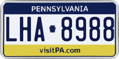 PA license plate LHA8988