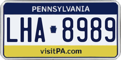 PA license plate LHA8989