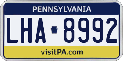 PA license plate LHA8992