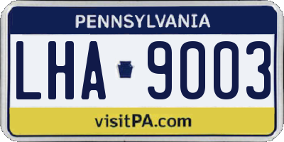 PA license plate LHA9003