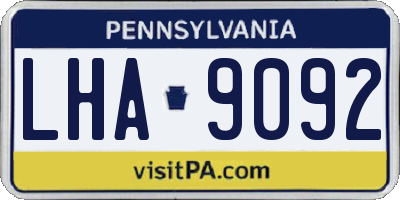 PA license plate LHA9092
