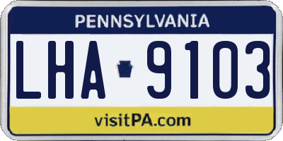 PA license plate LHA9103