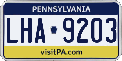 PA license plate LHA9203