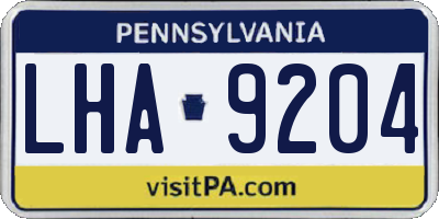 PA license plate LHA9204